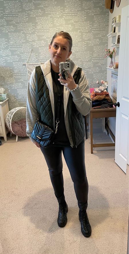 Such a great layering outfit and simple to craft together stuff you probably already have in your closet. But don’t worry, I’ll link everything for you too. 😉 

Zip up sweatshirt - size L runs TTS
Men’s tee - size L 
Puffer vest - size M runs TTS
SPANX dupe leggings - size L runs long, I’m returning for a M fyi
Chelsea Boots - size 8 TTS
Purse - Walmart

#LTKfit #LTKstyletip #LTKcurves