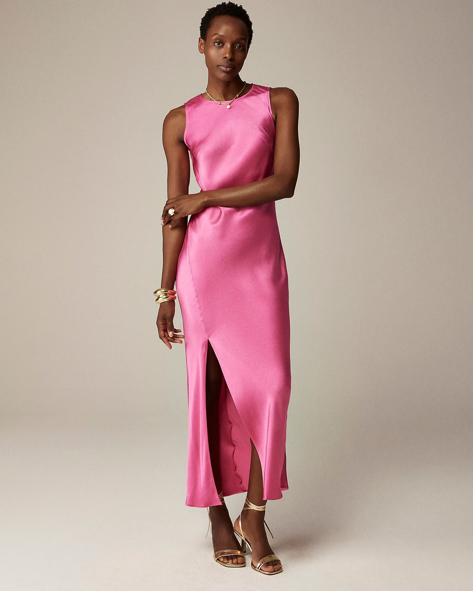 newHigh-neck slip dress in luster crepe$168.0030% off full price with code SHOP30Zinnia BloomSele... | J.Crew US
