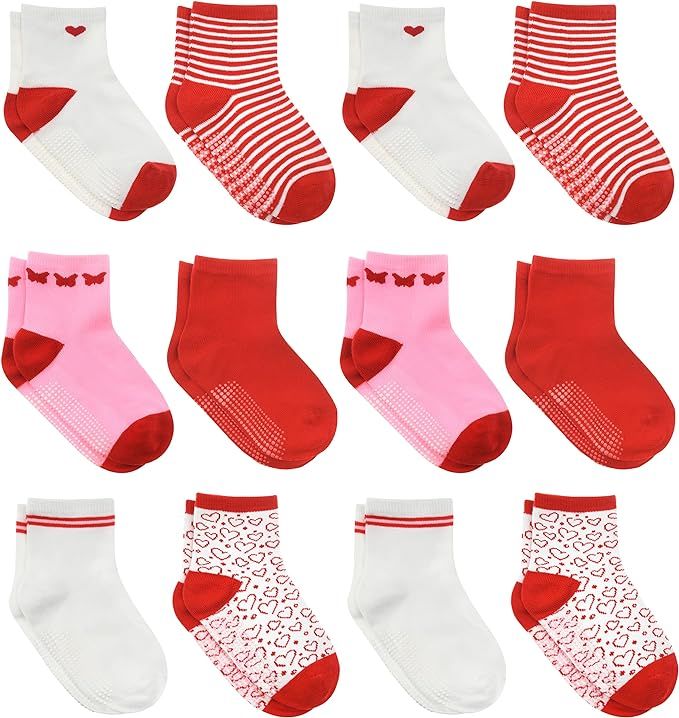 Debra Weitzner 12 Pairs Non-Slip Toddler Socks With Grips for Baby Boys and Girls Anti-Slip Crew ... | Amazon (US)
