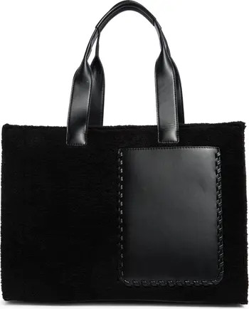 BCBG Whipstitch Faux Shearling Tote Bag with Pouch | Nordstromrack | Nordstrom Rack