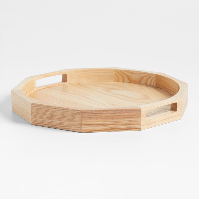 Kanso Round Natural Ash Wood Serving Tray | Crate & Barrel | Crate & Barrel