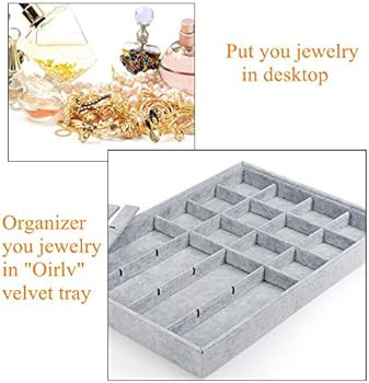 Oirlv 24 Grid Ice Velvet Jewelry Drawer Organizer Tray Stackable Jewelry Trays Removable Dividers... | Amazon (US)