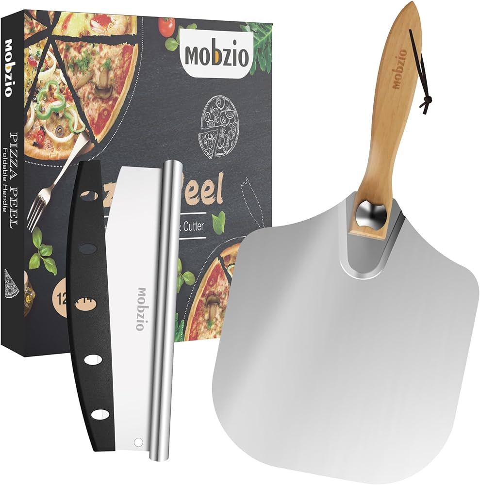mobzio Pizza Peel Metal Pizza Spatula, Pizza Paddle 12 x 14 inch, Pizza Cutter Rocker, Pizza Padd... | Amazon (US)