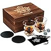 Whiskey Glass Set of 2 - Bourbon Whiskey Stones Gift Set - Twist Scotch Rocks Tongs, Coasters, Ch... | Amazon (US)