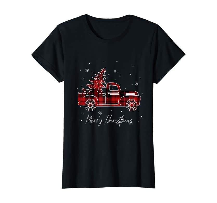 Amazon.com: Merry Christmas Buffalo Truck Tree Red Plaid For Men Women T-Shirt : Clothing, Shoes ... | Amazon (US)