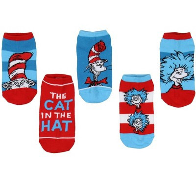 Dr. Seuss Socks Kids Cat In The Hat THING ONE THING TWO Low Cut Ankle Socks 5 Pack | Target