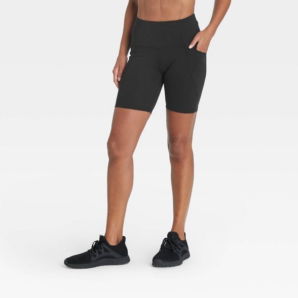 Women's Sculpted Linear High-Waisted Bike Shorts 7" - All in Motion™ | Target