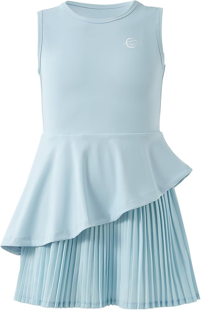 Vestido de tenis para ni\u00f1as, traje de golf, pantalones cortos integrados, vestido atl\u00e9t... | Amazon (US)