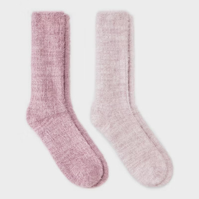 Women's 2pk Feather Cozy Crew Socks - Auden™ 4-10 | Target