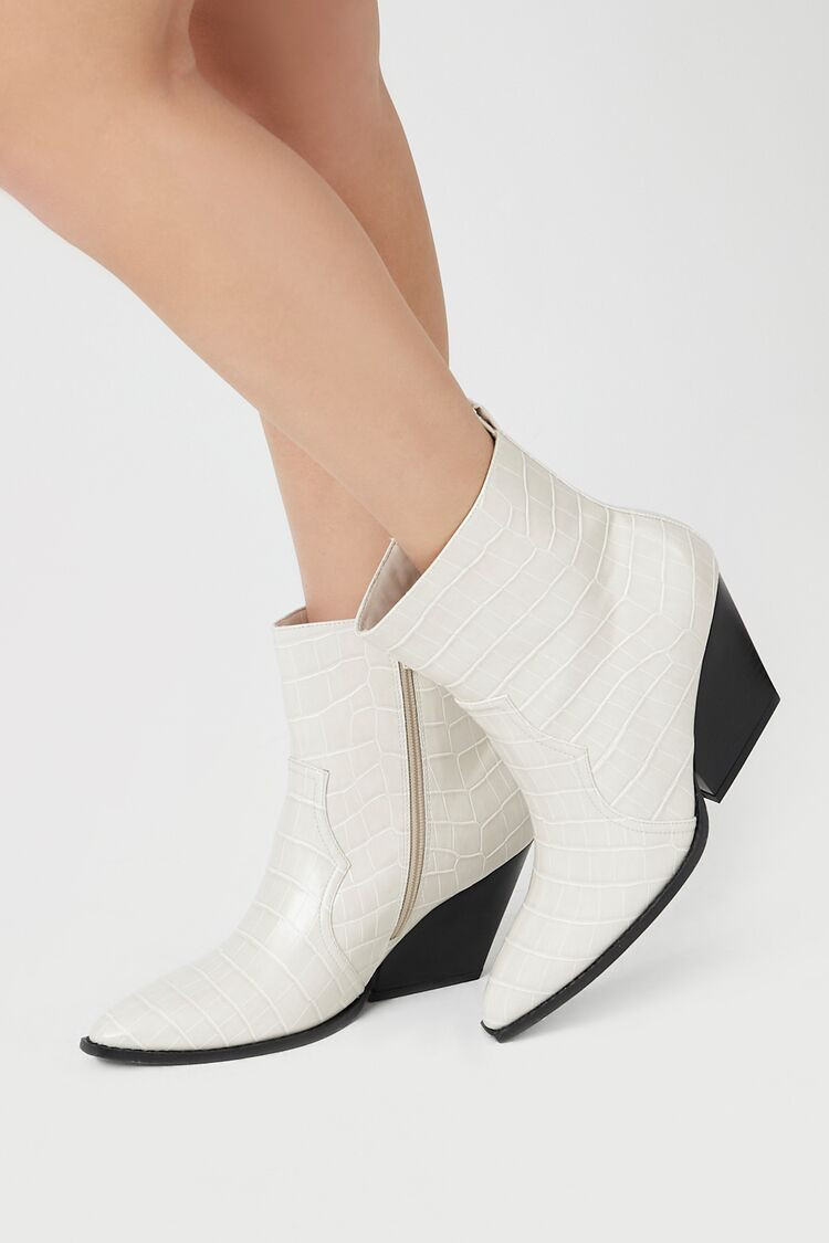 Faux Croc Block Heel Booties | Forever 21 | Forever 21 (US)