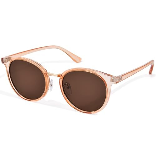 ZESAKER Round Sunglasses Womens Classic Trendy Sun Glasses for Women Girls UV400 Protection Retro Vintage Shades Designer Style Sunnies for Ladies (Light Brown) | Amazon (US)