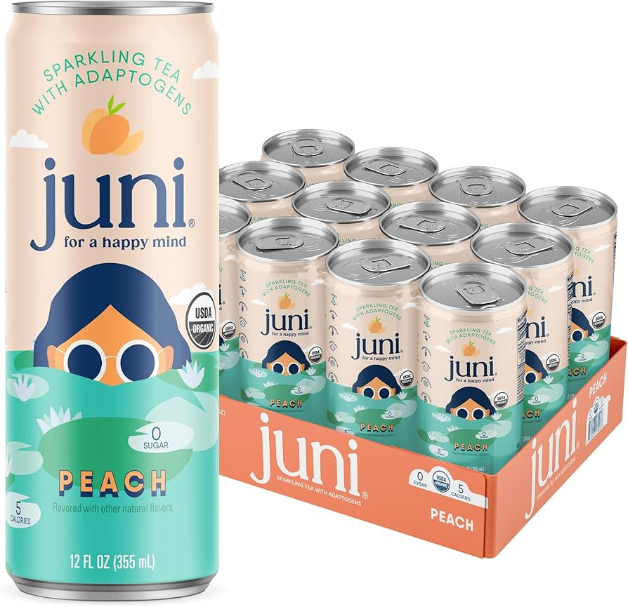 Juni Sparkling Tea | Zero Sugar, 5 Calories, 33mg of Natural Caffeine from Green Tea | Crafted wi... | Amazon (US)
