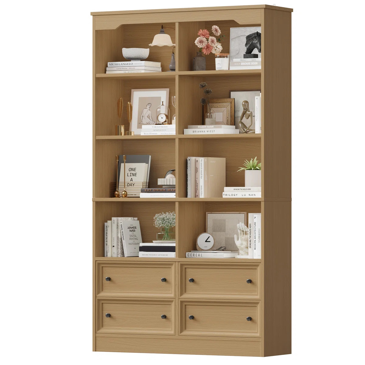 Kirklyn 6-Tier Standard Bookcase with 4 Drawers | Wayfair North America