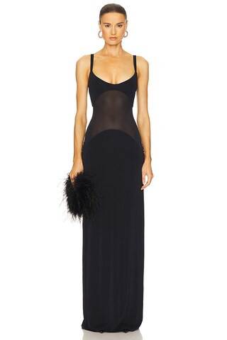 Sheer Knit Curve Maxi Dress in Merlot | Revolve Clothing (Global)