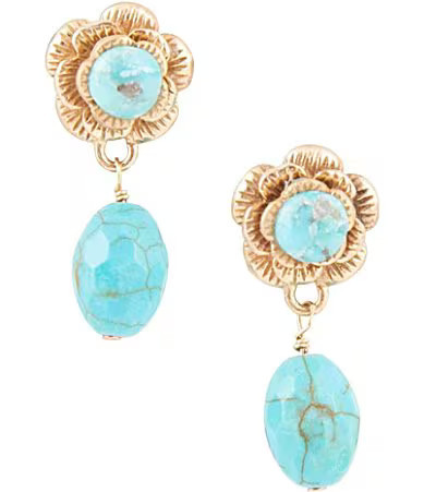 Barse Turquoise Flower Drop Earrings - Turquoise/Gold | Dillard's