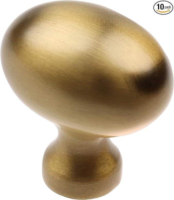 GlideRite 1-1/8 Inch Classic Oval Cabinet Drawer Knob, Pack of 10, Satin Gold, 5417-SG-10 | Amazon (US)