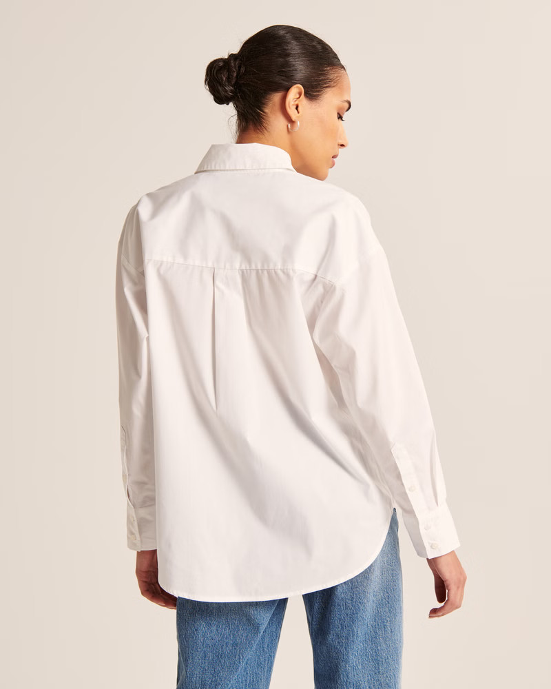 Women's Oversized Poplin Button-Up Shirt | Women's Tops | Abercrombie.com | Abercrombie & Fitch (US)