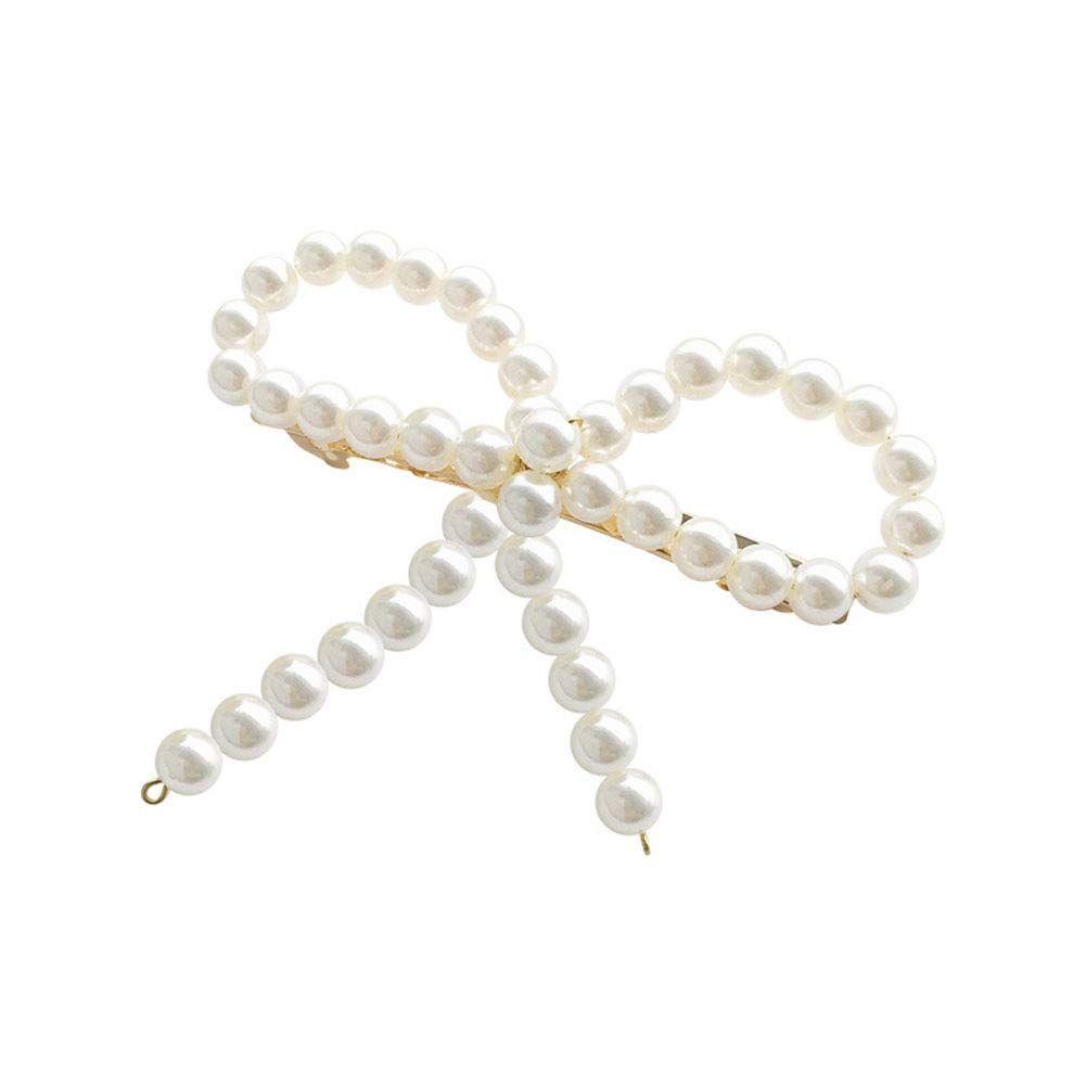 Amazon.com : AKOAK 1 Pack Elegant and Sweet White Pearl Bow Duckbill Clip, Ladies Pearl Side Clip... | Amazon (US)
