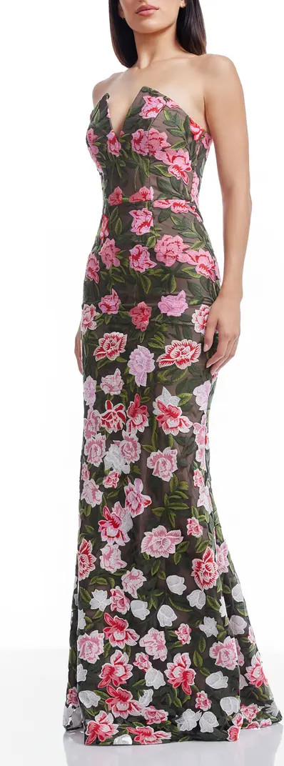 Fernanda Embroidered Floral Strapless Gown | Nordstrom