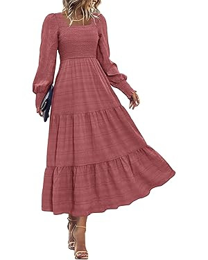 KIRUNDO Women Spring Wedding Guest Maxi Dress Elegant Puff Long Sleeve Summer Smocked Empire Wais... | Amazon (US)