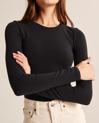 Women's Long-Sleeve Tuckable Cotton Seamless Crew Top | Women's New Arrivals | Abercrombie.com | Abercrombie & Fitch (US)