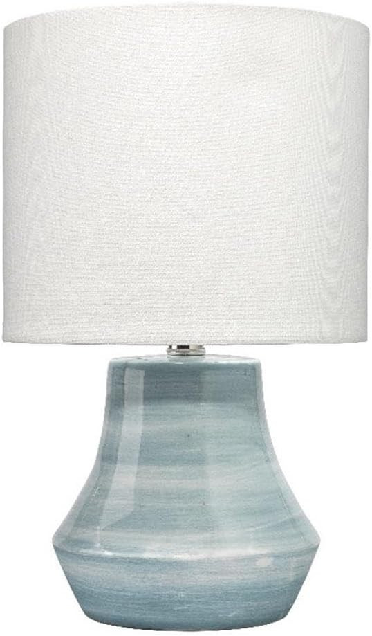 MAKLAINE 1-Light Handmade Swirl Ceramic Table Lamp, 16 in Height, Blue and White Finish, Linen Dr... | Amazon (US)