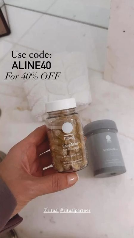 Multivitamin and probiotic that I am loving from ritual, gentle on the stomach and can be taken with or without food. You can use my code ALINE40 for 40% OFF. 



#LTKU #LTKfitness
