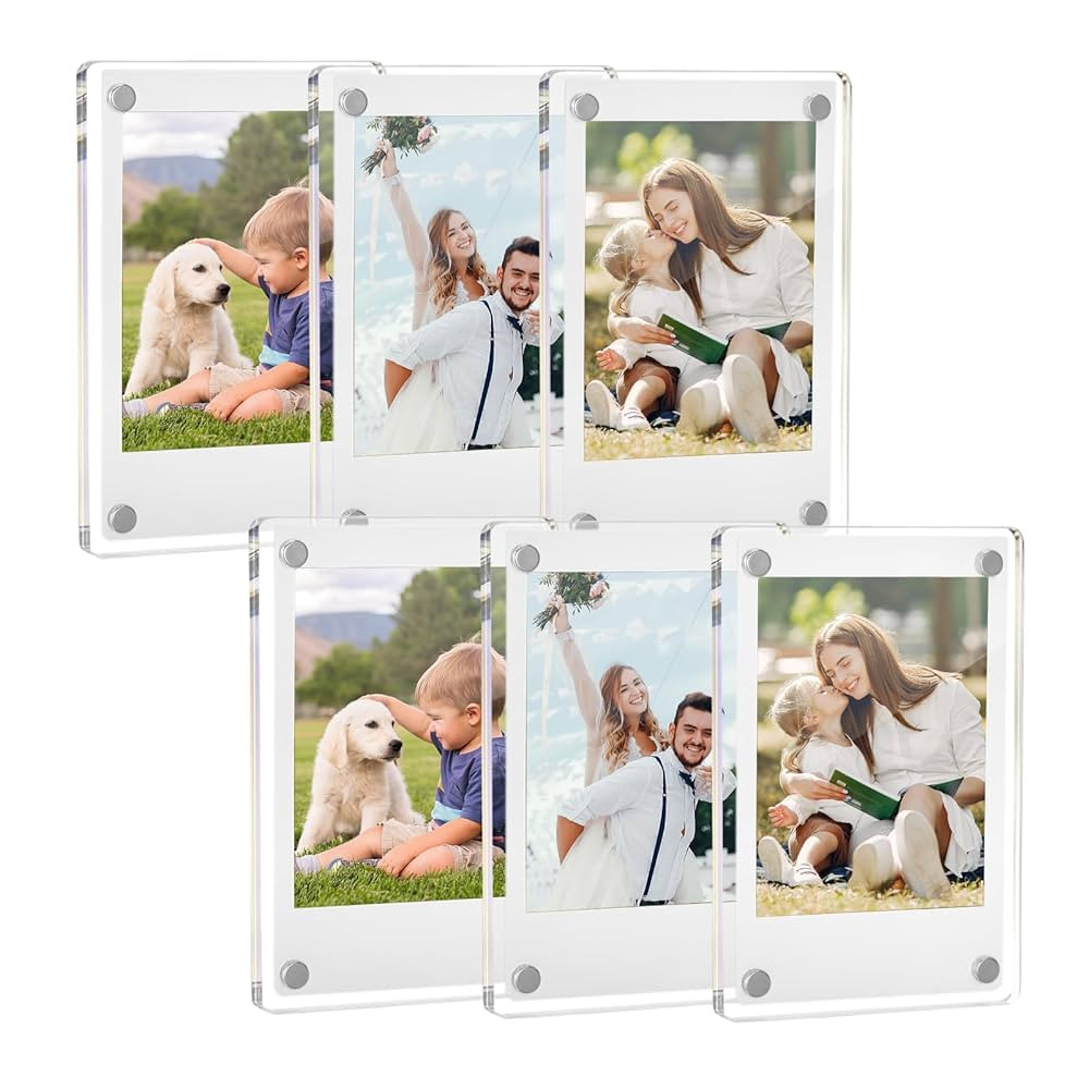 TWING Acrylic Fridge Magnetic Picture Frames 6 Pack, 2.4 x 3.5 In Magnet Photo Frames, Double Sid... | Amazon (US)