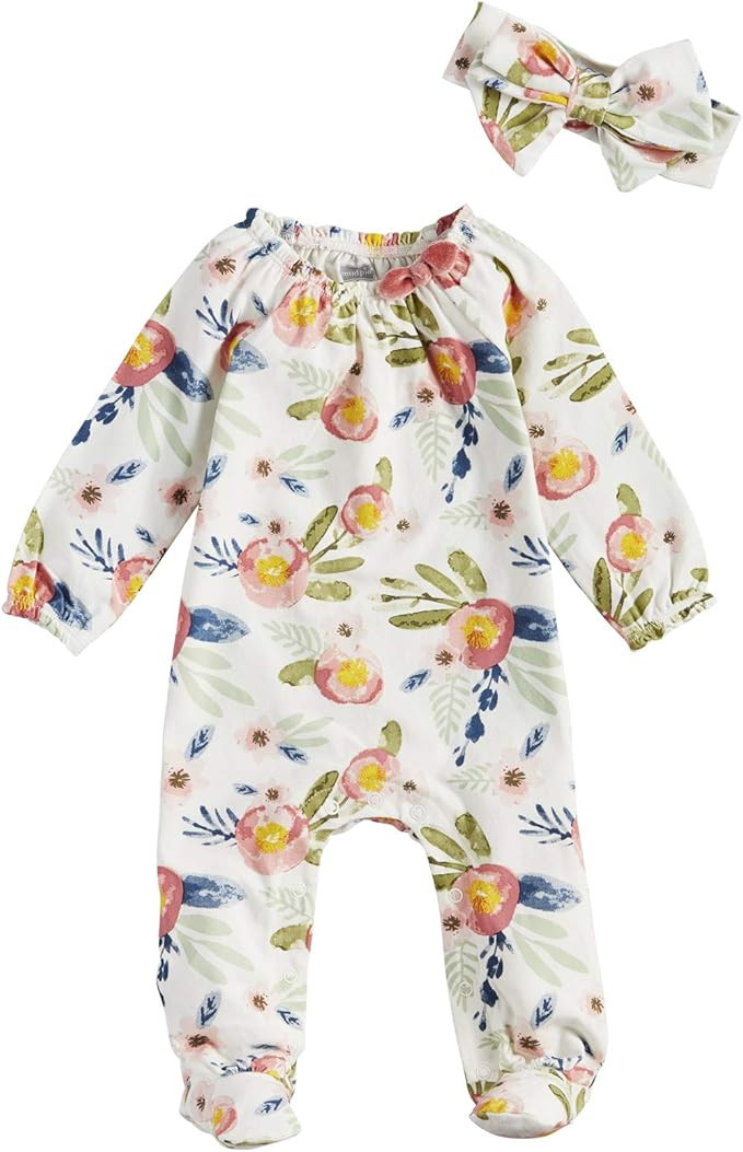 Mud Pie Baby Girls' Floral Sleeper and Headband Set | Amazon (US)