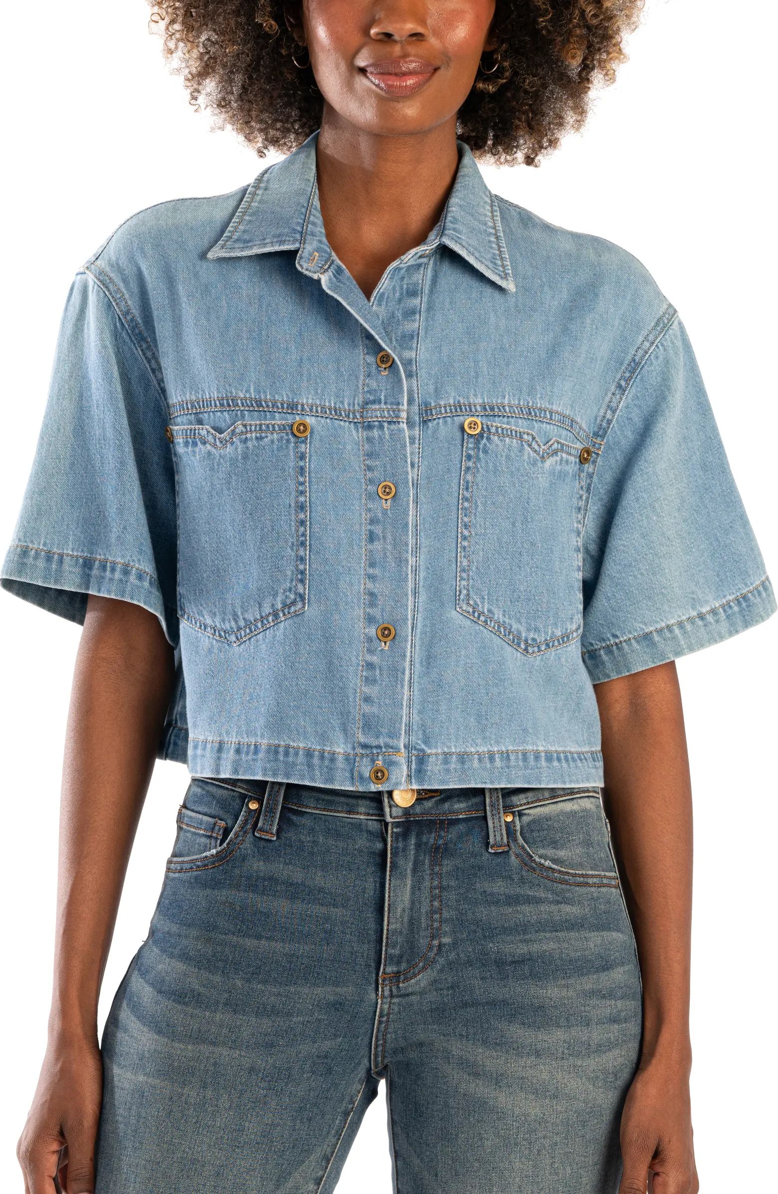Birdie Short Sleeve Denim Button-Up Shirt | Nordstrom
