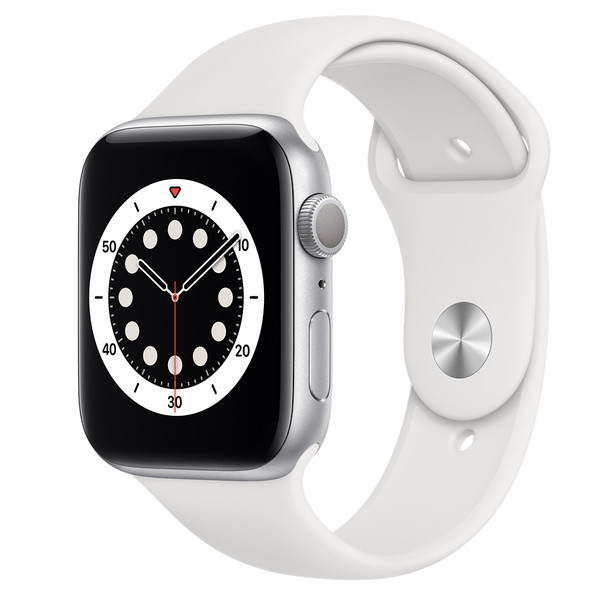 Apple Watch Series 6 GPS, 44mm Silver Aluminum Case with White Sport Band - Regular | Apple (US)