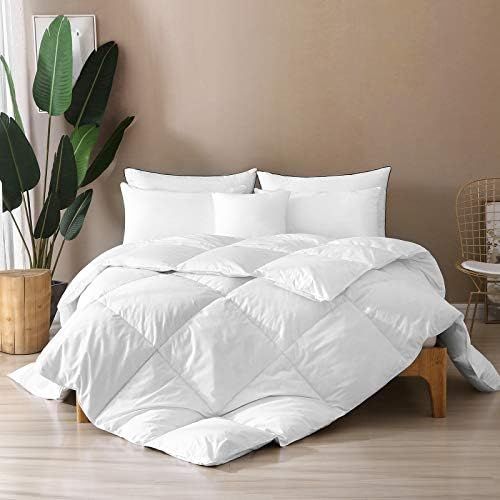 Amazon.com: WhatsBedding All Season Goose Feathers and Down Comforter Queen - Luxurious Hotel Col... | Amazon (US)