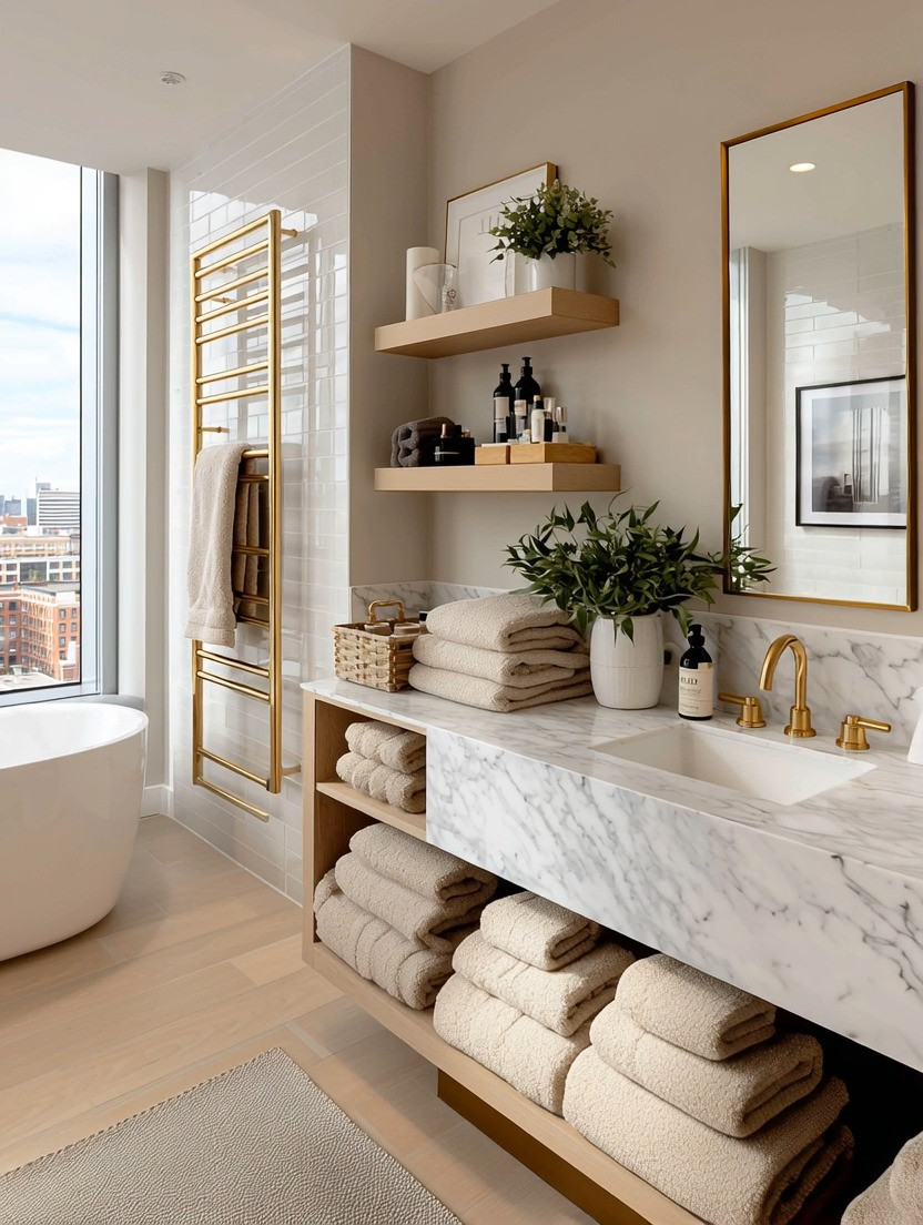 If we had to choose one bathroom upgrade, this would be it.

An extra-long brushed gold towel warmer instantly makes a bathroom feel like a luxury hotel or spa. It's one of those rare pieces that's both beautiful and practical.

The brushed gold finish adds warmth to every color palette—white, marble, wood, black, or soft neutrals—and turns everyday towels into part of the decor. More importantly, warm towels after a shower? Once you experience it, you'll never want to go back.

At Elegant & Driven, we believe your bathroom should feel as thoughtfully designed as the rest of your home. A statement towel warmer is one of our favorite ways to get there.

#BathroomDesign #TowelWarmer #BrushedGold #ElegantAndDriven 

 #LTKHome