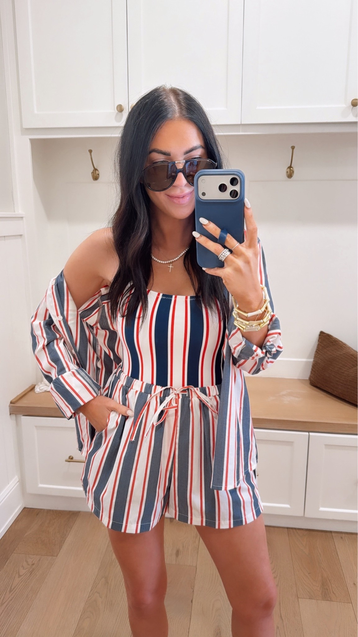 I am in a size small in everything, but I definitely think I would’ve been a little bit more comfortable in the medium size swimsuit! It is medium coverage on the booty!￼