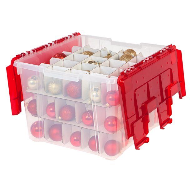 IRIS USA, 60 Qt. Holiday Storage Box w/ Ornament Dividers, 2 Pack - Walmart.com | Walmart (US)