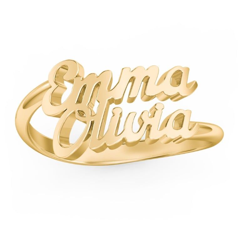10K Yellow Gold Personalized Two Name Ring | Jewlr