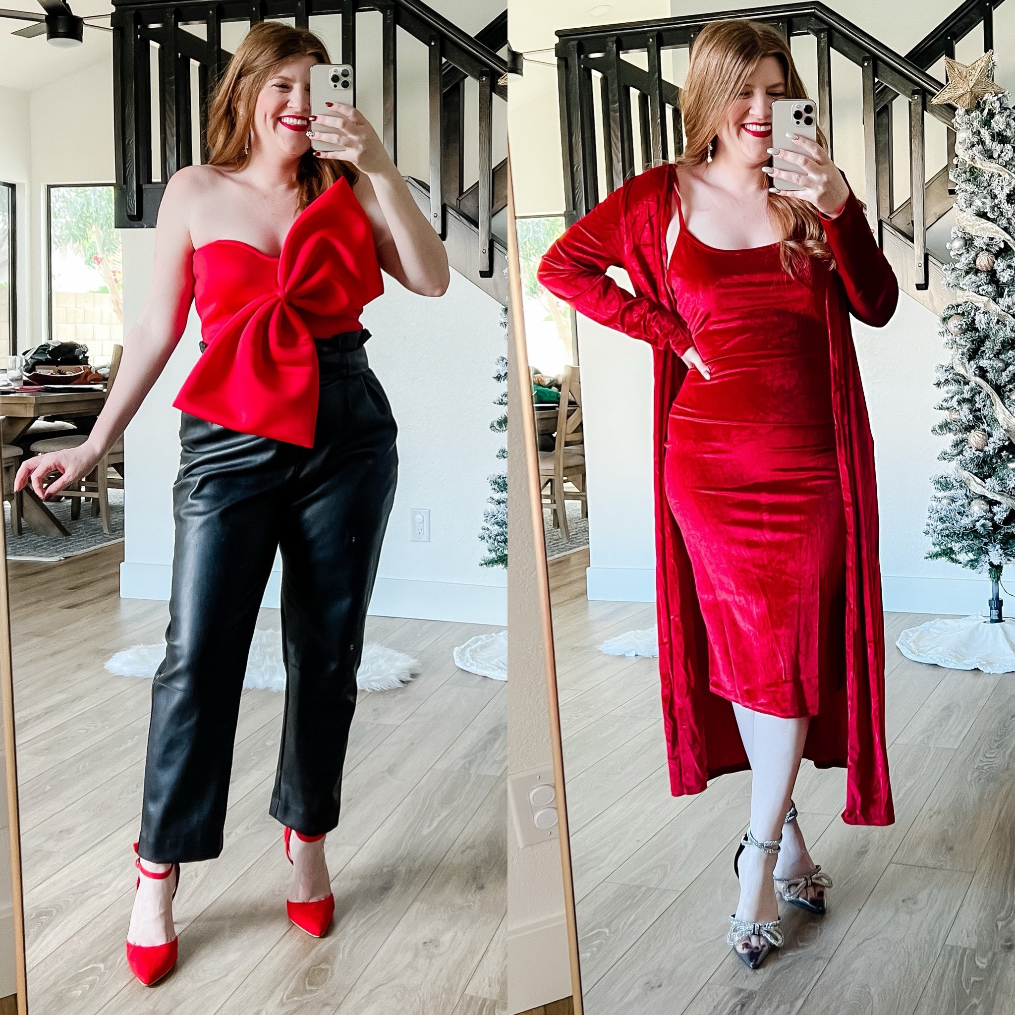 Holiday finds from amazon. Love the fun bow top! And the dress cardigan set is on sale! 

Size large in both.

Holiday party outfits. 

#LTKfindsunder50 #LTKHoliday #LTKsalealert