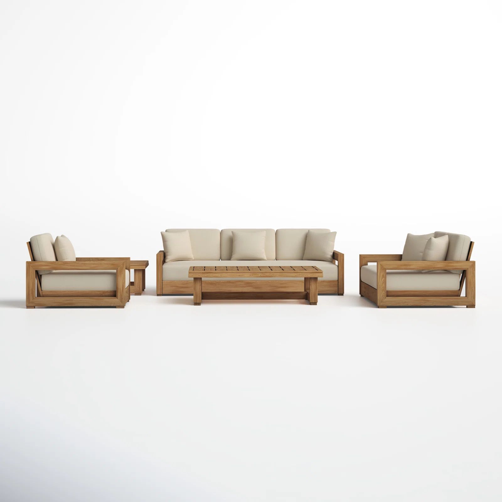Melrose 5 - Piece Teak Sofa Seating Group with Cushions | Wayfair North America