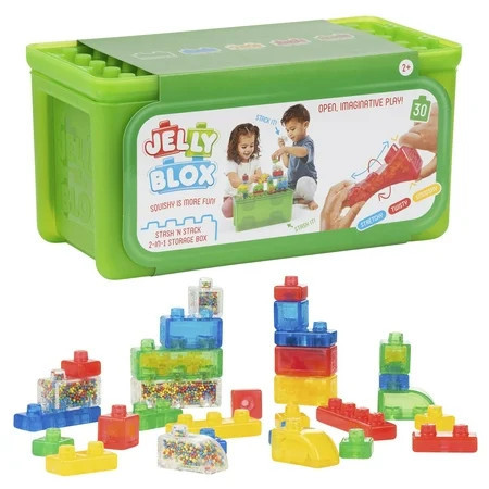 Jelly Blox - Stash & Stack - 2-in-1 Storage Case by Goliath, Includes 30 Pieces, Ages 2+ | Walmart (US)