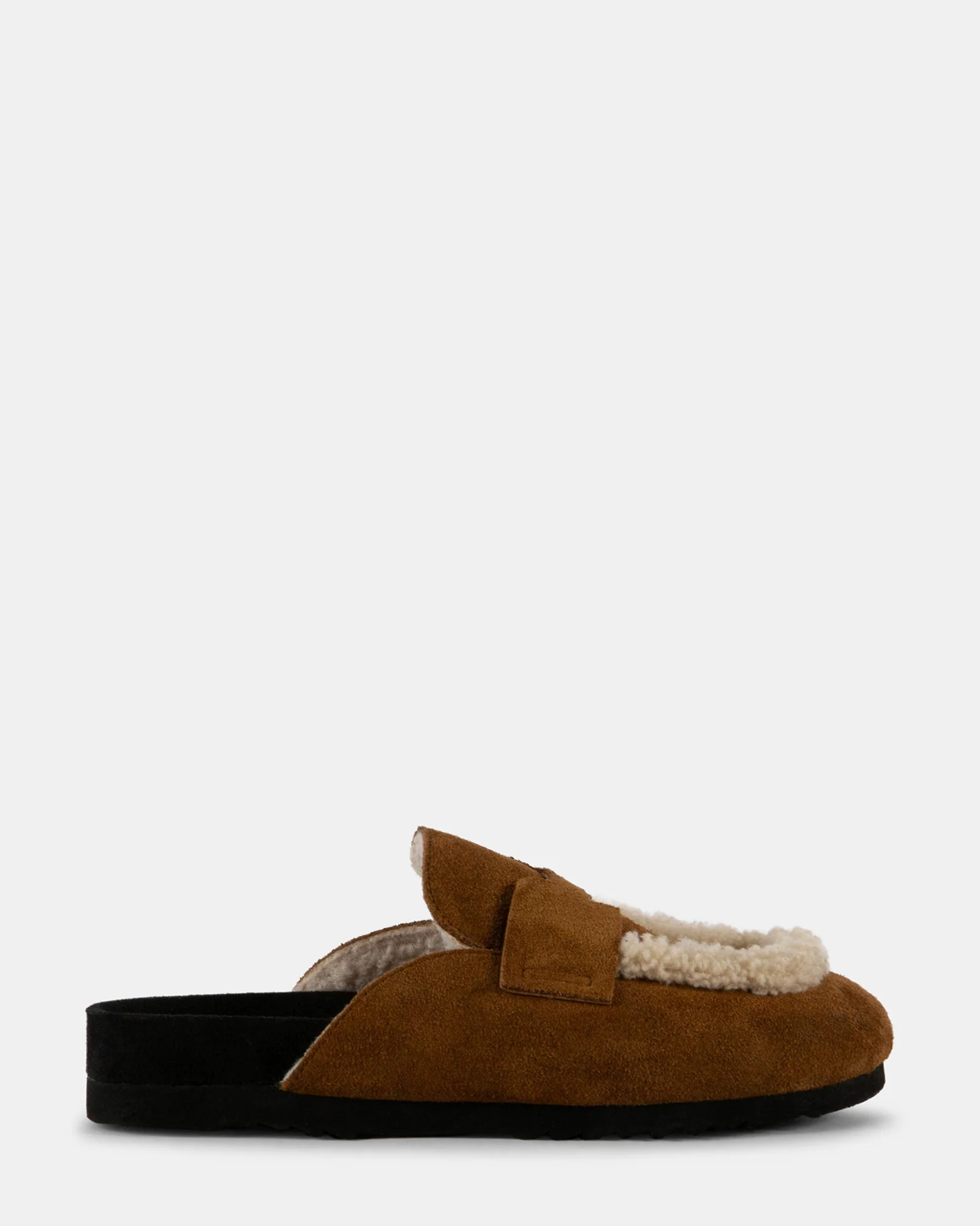 DOWNY-F Tan Faux-Fur Mules | Women's Designer Flats | Steve Madden (Canada)