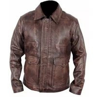 I-J Harrison Distressed Brown Coat Real Leather Jacket | Etsy (US)