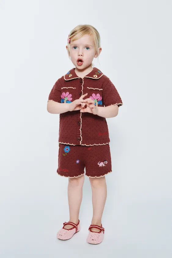 EMBROIDERED FLORAL KNIT POLO SISSEL EDELBO X ZARA KIDS | Zara US