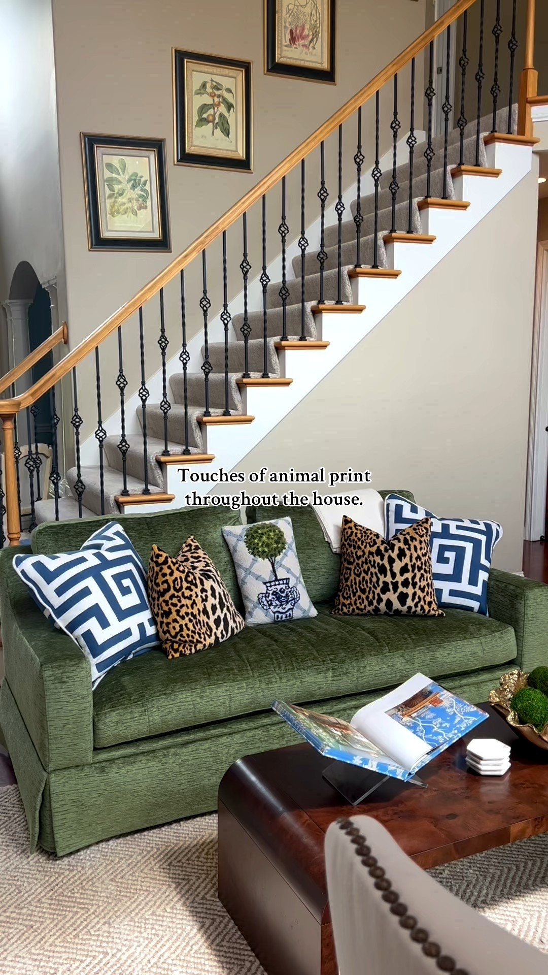 Pillow covers and home decor details🐅🩵. 

Home decor - animal print - Ballard design - little design co - pillow covers - grandmillennial style - preppy aesthetic - living room - primary bedroom - chinoiserie - classic style - TikTok - watch now - home decor video 

#LTKHome #LTKSeasonal #LTKFamily