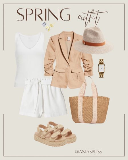Spring outfit, vacation outfit, summer outfit, blazer, linen shorts, Chloe bag, straw hatt

#ltkstyletip #ltkitbag

#LTKSeasonal #LTKshoecrush #LTKtravel