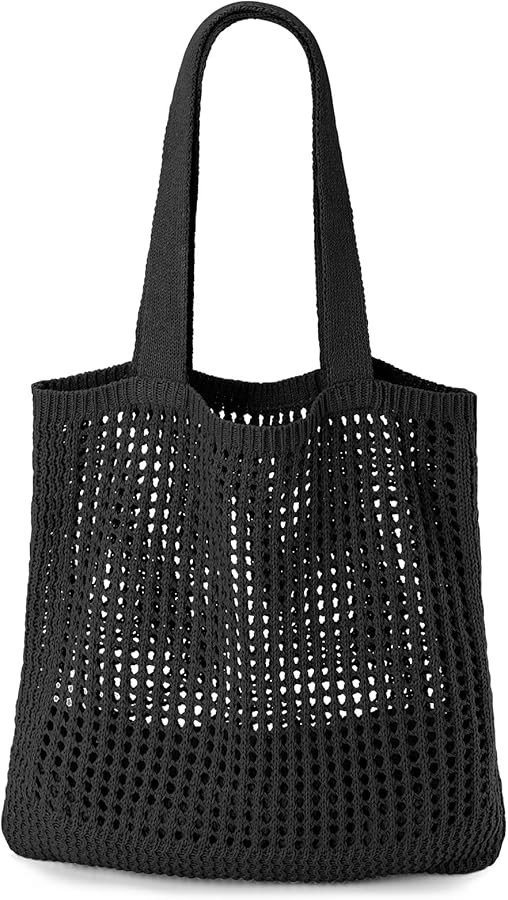 Crochet Tote Bag, Beach Mesh Knitted Bag Large Aesthetic Shoulder Bag Handbags Hollow Hobo Bag fo... | Amazon (US)