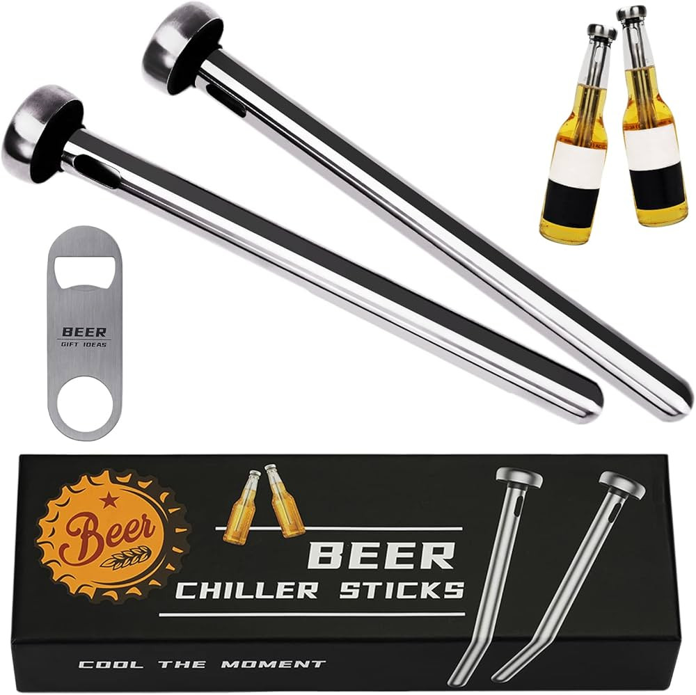 Gifts for Men Dad Husband, 2pc Beer Chiller Sticks with 1 Bottle Opener, Beer Lover Birthday Gag ... | Amazon (US)