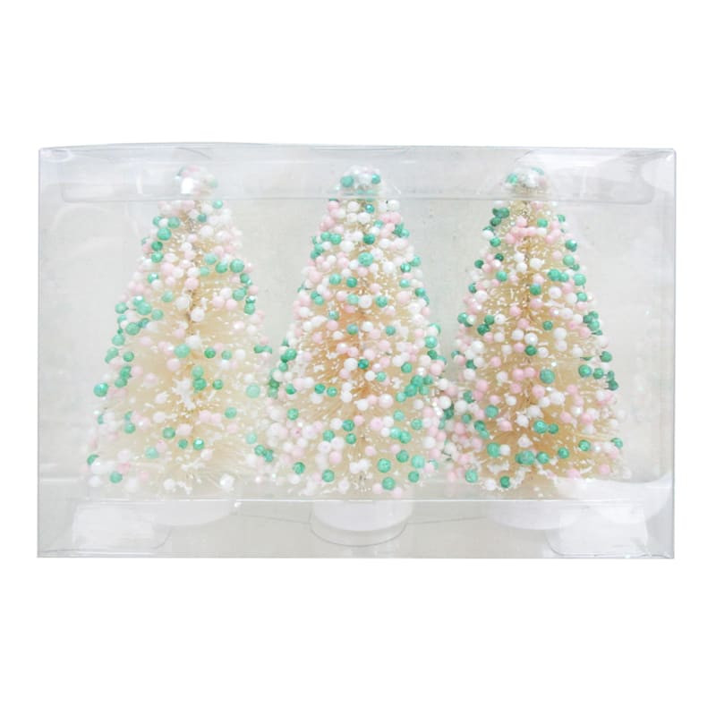 Mrs. Claus' Bakery 3-Piece Pastel Sisal Tree, 4" | At Home