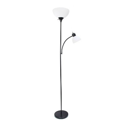 Simple Designs 71.5" Traditional Floor Lamp with Adjustable Light Black : UL Listed, Adjustable Neck, Metal Body, 71.5" Tall | Target