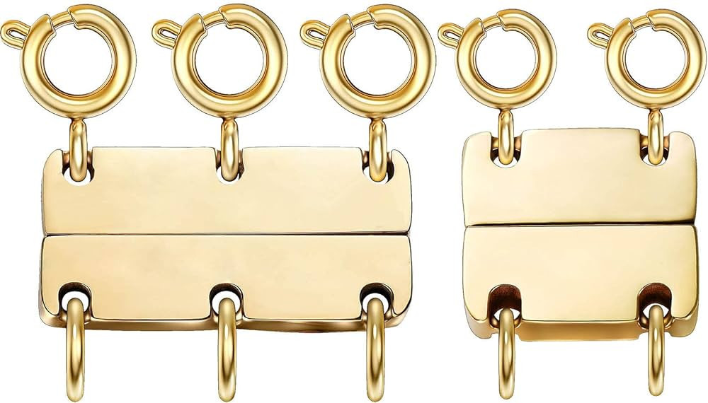 Kcctoo Necklace Layering Clasp Jewelry Separators Gold and Silver Magnetic Multiple Necklace Clas... | Amazon (US)