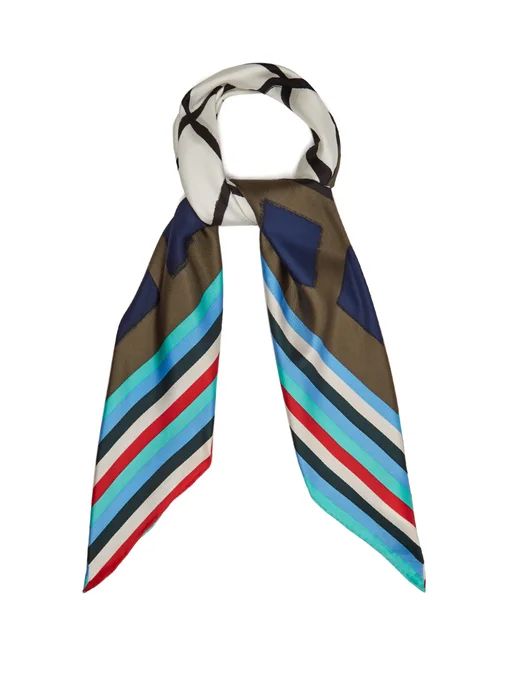 Cubic-print striped silk scarf | Diane Von Furstenberg | Matches (UK)
